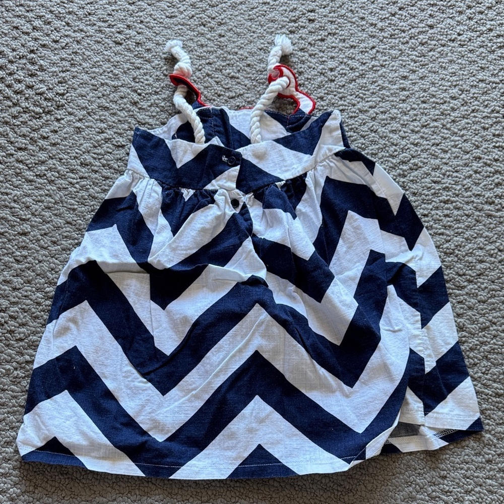 Mud Pie Navy & White Chevron Tank Top with Red Crab Applique - Picture 4 of 4